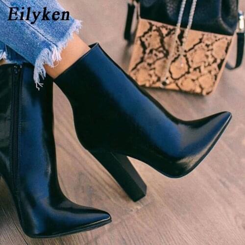 Eilyken High Quality Women Pointed Toe Ankle Boots Fashion WinterZipper Short Boots Shoes Ladies Footwear Size 34-40