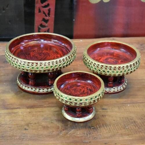 Fruit Plate Wood Carving Fruit Bowl Southeast Asian Crafts Living Room Table Decoration Solid Wood Hollow Vintage Decorative