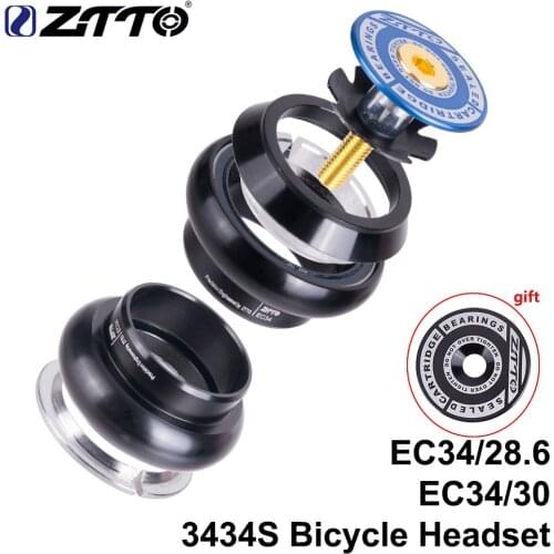 ZTTO MTB Bike Road Bicycle Headset 3434S 34mm EC34 CNC 1 1/8 28.6 Straight Tube fork Internal 34 Conventional Threadless Headset