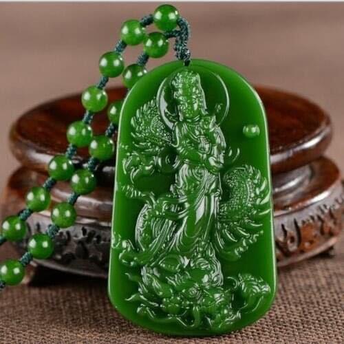 Natural Jade Green Hand-carved Dragon Guanyin Pendant Fashion Boutique Jewelry Men and Women Necklace Popular Gift Accessories