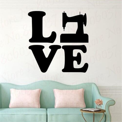 Love Sewing Squared Vinyl Decal Love Singer Sewing Machine Shop Decoration WL996