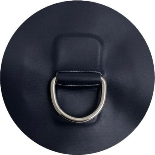 Stainless Steel D-Ring Pad Patch for PVC Inflatable Boat Raft Canoe Dinghy Kayak - Black