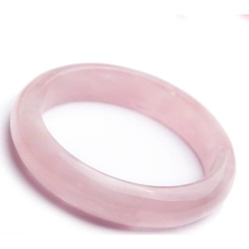 Genuine Natural Pink Rose Crystal Quartz Women Lady Charm Bangles Inside Diameter 53mm