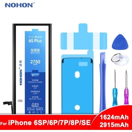 NOHON Battery For iPhone 6SPlus 6Plus 7Plus 8Plus 6S 6 7 8 Plus SE Real Capacity Replacement Lithium Polymer Bateria Free Tools