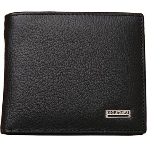 Fashion New Genuine Leather Men Wallets Brand Quality Black Brown Coin Pocket Purse ID Credit Card Holder Wallet Free Shipping