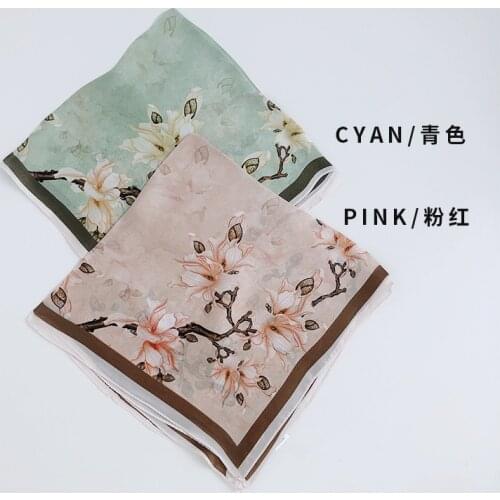 2020 New Arrival 100% Pure Silk Scarf Women Neck Hair Foulard Bandana Square Small Headband Hijab 53cm Poncho Scarves Pashmina