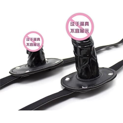 Adult Game Sex Meubels Silicone Dildo Gag Oral Sex Penis Mouth Plug Penis Gag With Locking Buckles Leather Bondage Female Sex