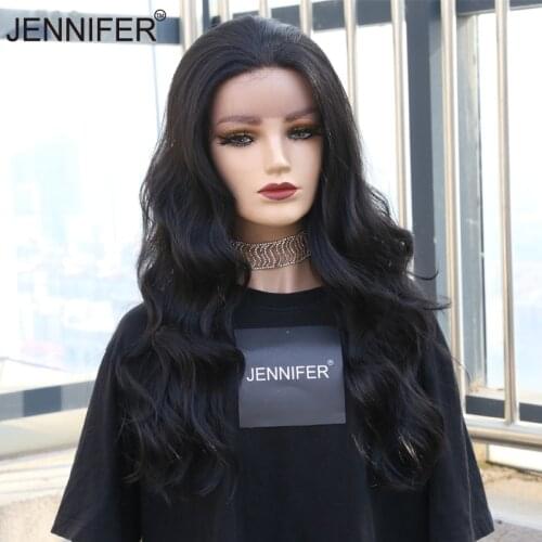 Synthetic Hair Natural Wave Lace Front Wigs For Women With Baby Hair Black/ Brown/Silver Platinum Color High Temperature Fiber