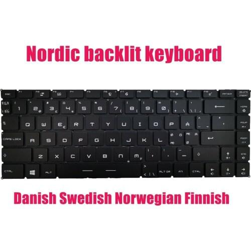 Nordic Per Key Backlit keyboard for MSI GS65 Stealth 9SD/9SE/9SF/9SG(MS-16Q4)