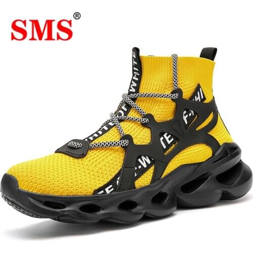 SMS Men High Top Sock Shoes Sneakers Breathable Men Running Shoes Soft Lightweight Plus Size Trainers Zapatos Hombre Sapatos