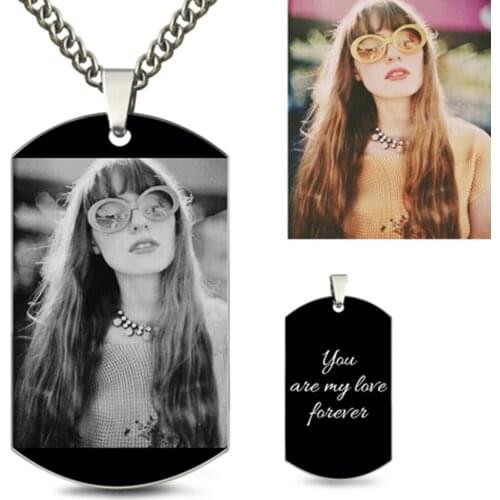 Uonney Dropshipping Engravable Necklace Jewelry For Men Photo Pendant Dog Tag Necklace Personalized Gifts Fathers Day