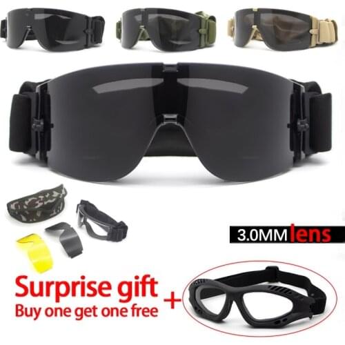 Military Goggles 3 Lenses Army Tactical Paintball Airsoft Fighting Goggles Tactical Combat cs jogo de guerra windproof anti-uv