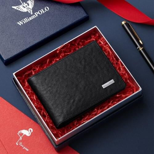 WILLIAMPOLO Card Holder Wallet Genuine Leather Small Purse 3 ID Windown 5 Card Holder Male Wallets PL201523