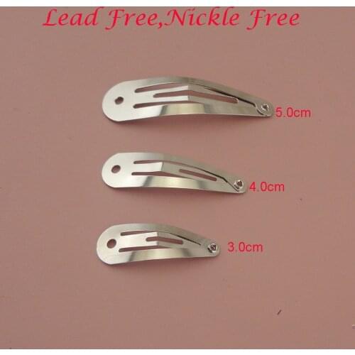 100PCS 3.0cm 4.0cm 5.0cm Tear Drop hole plain Metal Snap Clip for women girls hairpins DIY hairclips at lead free,nickle free