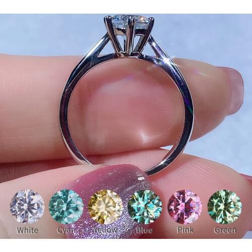 100% real Moissanite Ring Classic simple Six claws 0.5CT 1CT 2CT color D-F vvs 925 Sterling Silver lab diamonds Ring with GRA
