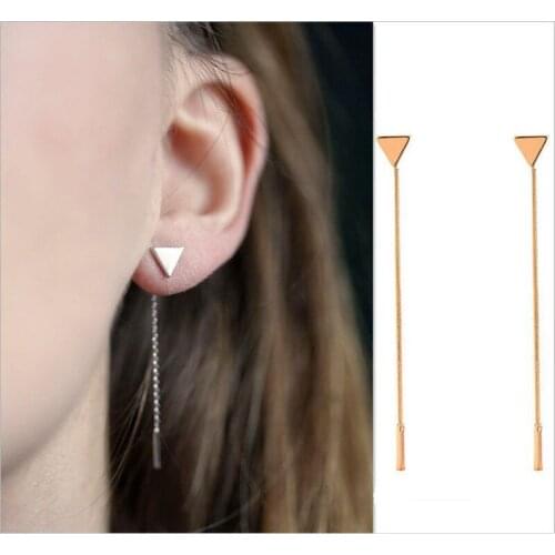 Fashion Triangle Earrings Tassel Chain Earrings Heart Anti-allergic Word Earrings For Women Long Earrings Boucle D'oreille Femme