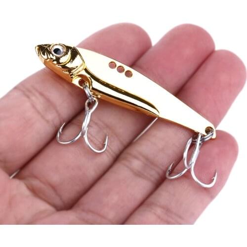 1pcs Metal Laser VIB Fishing Lure 6.5cm 11g Fishing Tackle Treble Hooks Crankbait Vibration Spoon Spinner Sinking Bait Tackle