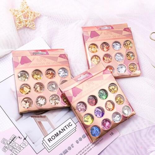 12pcs/box Colorful Tin Foil Paper Nail Stickers Glister 3D DIY Design Decoration Nail Decor For Salon Beauty NAS010