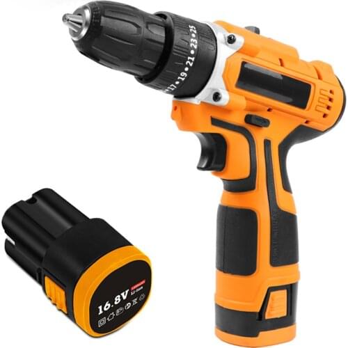 16.8V Rechargeable Cordless Electric Drill Screwdriver 2 Speed With Lithium Battery Charger Household Power Tool