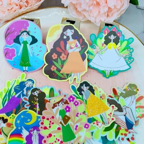 20PCS AFlower girl sticker skateboard notebook creative waterproof tide card decoration hamster