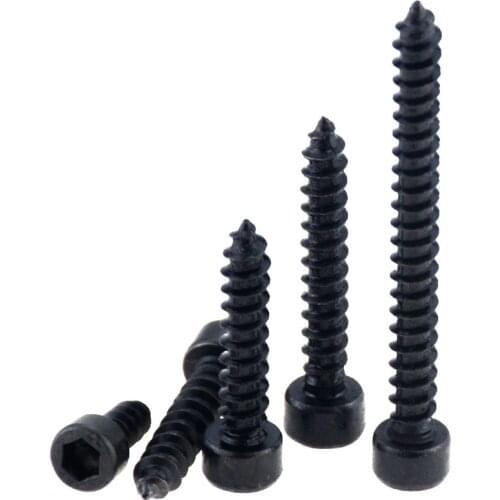 5PCS M5*16 20 25 30 40 Carbon Steel 8.8 Grade Black Hexagon Socket Cap Head Self Tapping Screw Model Screws For Speaker M5x16