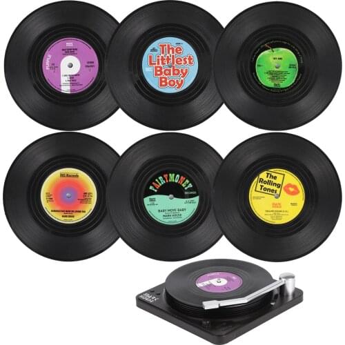 6/7PCS Vinyl Record Table Mats Drink Coaster Table Placemats Creative Coffee Mug Cup Coasters Heat-resistant Nonslip Pads
