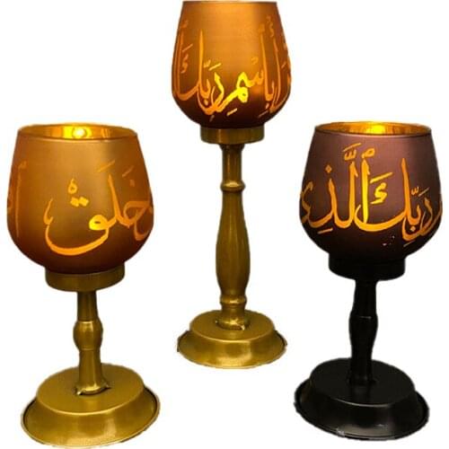 Middle Eastern Style Bedroom Acrylic Ramadan Eid Mubarak Living Room Decoration Candle Glass Cup SDF-SHIP