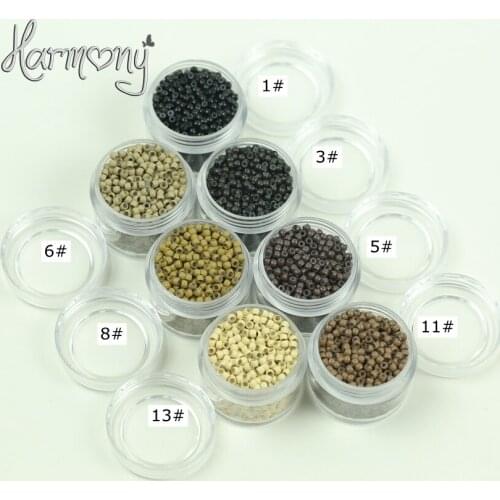 Free shipping!! 1000 pcs 5# Medium brown silicone nano beads Copper Nano Rings with Silicone lined