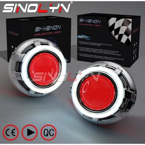 SINOLYN LED DRL Angel Eyes Devil Eye 3.0 Car Projector Lens Bi Xenon Headlight For Car Auto Tuning DIY Headlamp Lenses H1 H4 H7