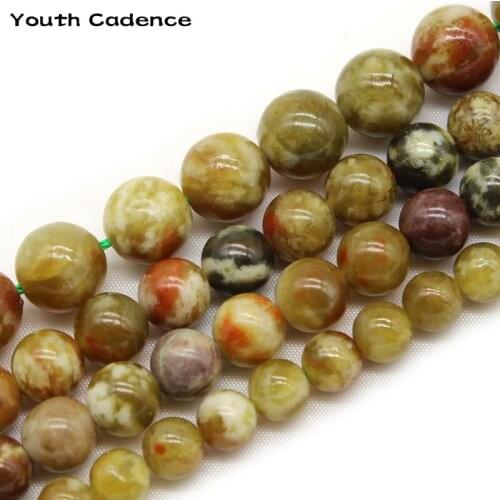 Natural Stone Green Serpentine Round Loose Spacer Beads 6/8/10mm For Jewelry Making Diy Necklace Bracelet Accessories 15