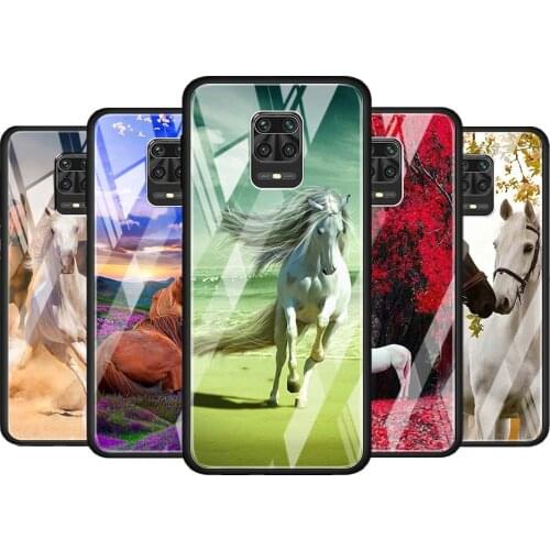 Running Horse Animal for Xiaomi Redmi Note 10 Pro Max 10S 9T 9S 9 8T 8 7 Pro 5G Luxury Tempered Glass Phone Case Cover