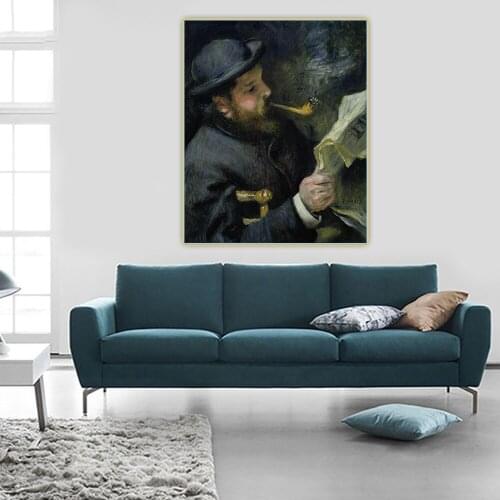 Citon Pierre Auguste Renoir《Claude Monet reading the newspaper》Canvas Oil Painting Art Picture Background Decor Home Decoration