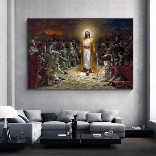 Christian Jesus Saves the World Wall Art Canvas Painting Figure Wall Art Prints Pictures For Church Living Room Home Decoration