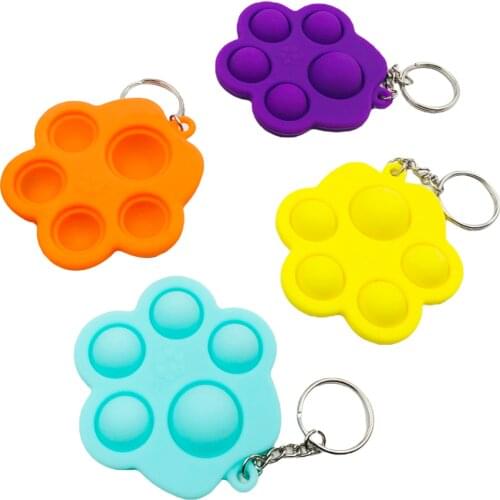 Cute Pig Cat Paw Leaf Shape Hanging Decorations Toy with Keyring Anti-Anxiety Bubble Stress Relief Hand Training Tool
