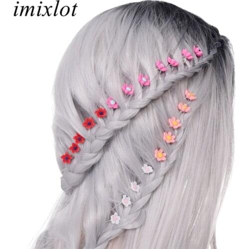 Imixlot 20pcs Sweet Lovely Plastic Sun Flower Hair Pins Women Wedding Party U Shape Lily Floral Hair Clips Bride Headdress
