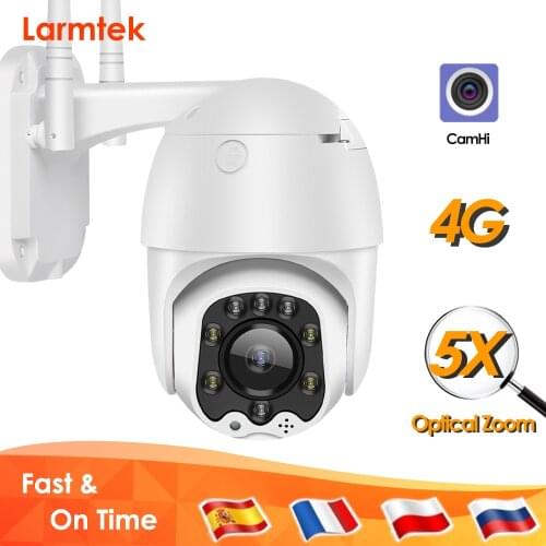 IP Camera Outdoor 4G SIM Card PTZ CCTV Camera 1080P HD Home Security Camera 5X Optical Zoom Dome camera P2P Surveillance CamHi