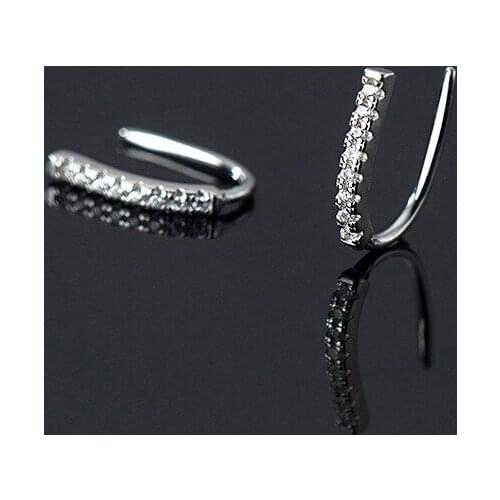 Dainty Simple U Shaped Clip Earrings Inlay Single Row Small Zircon Charm Piercing Jewelry For Women Wedding Party Birthday Gifts