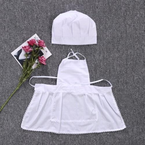 KLV Cute White Form of Cook Costume Photos Photography Prop Child Hat Apron Boys Chef Restaurant Waitress Uniform