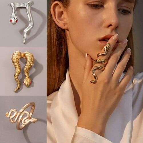 Tocona Punk Snake Single Ring for Women Men Gold Silver Color Alloy Metal Geometric Open Boho Jewelry Accessories Anillo