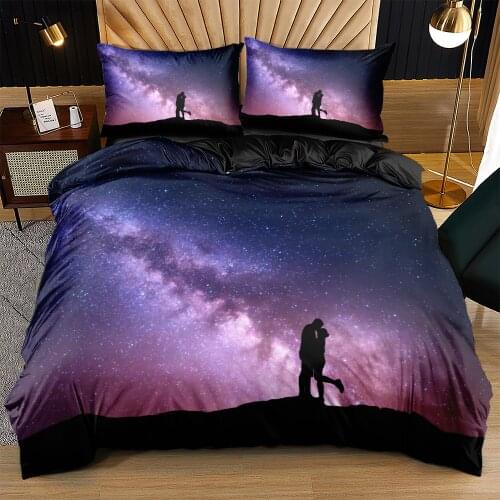 3D Digital Design Valentine Day Bedding set Star Couple Duvet cover sets Dark Quilt covers Pillocases King Queen Full Twin Size
