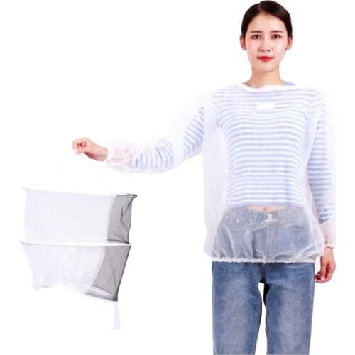 Professional Beekeeping Suit Outfit with Detachable Veil Hood Bee Protection Beekeeping Clothing for Bee Keepers White