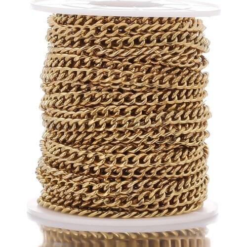 1 Meter Stainless Steel Cuban Chains Bulk for DIY Jewelry Making Crafts Bracelet Accessories Handmade Hip Hop Necklace Findings