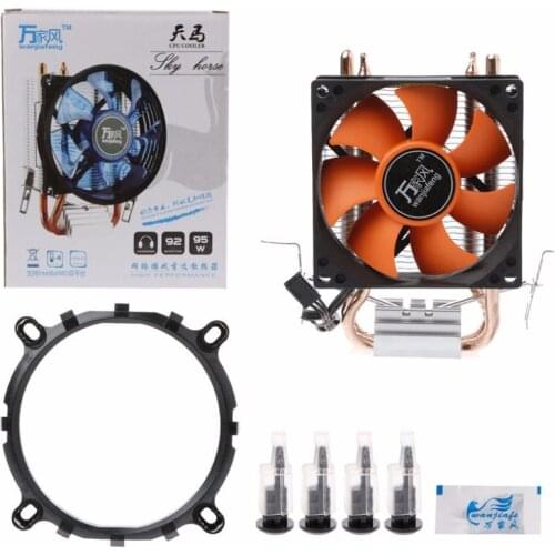 2 Heatpipe Aluminium PC CPU Cooler Cooling Fan For Intel 775/1155/1151 AMD 754/AM2