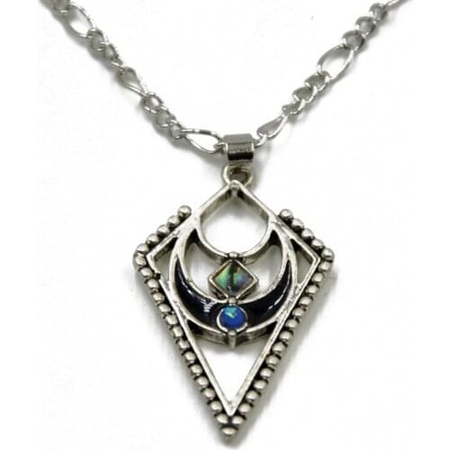 Opal and mother of pearl Crescent Pendant Necklace Body Fashion Jewelry with 24" inch Copper Chain