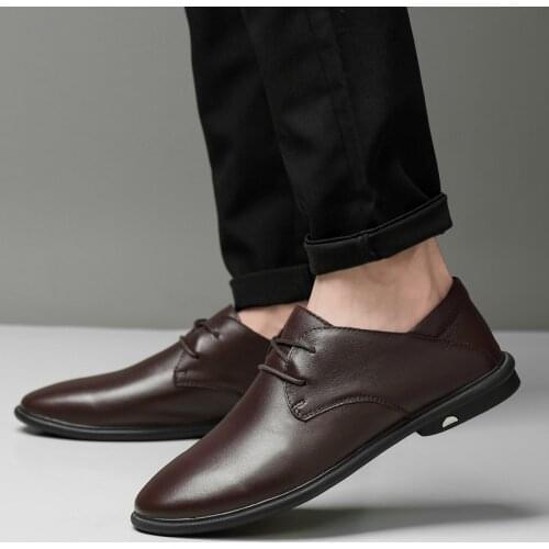 Shoe Casual Man Men Leisure Shoes Mens Casual Sneakers Breathable Leather Sports Loafers 2020 Black New Sneaker Hot