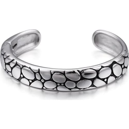 Mens simple 316L stainless steel jewelry C-shaped opening retro creative titanium steel bracelet
