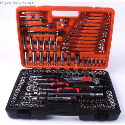 150pcs Sockets Set CRV Steel Complete Mechanic Tools Set for Auto Repair Sockets Wrench Tools Kit