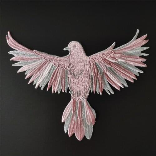 Clothing Diy Embroidery Biker Patch 275mm Pink Dove Iron On Patches for Clothes Animal Stickers Strange things Free Shipping