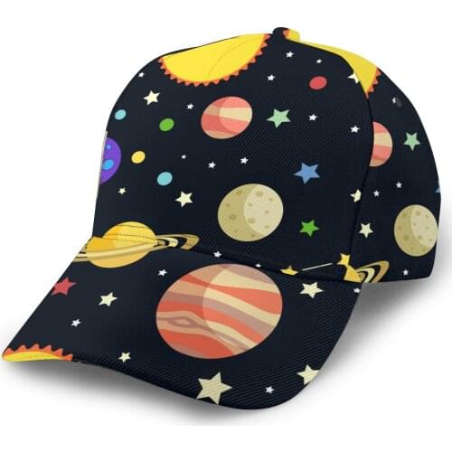2021 Summer New Unisex Outdoor Sport Sunscreen Baseball Hat Running Visor Cap Space Planets Stars Comets Constellations