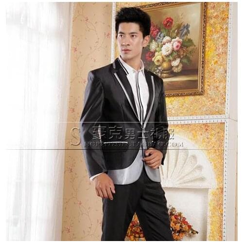 Black 2020 new arrival brand clothing slim men suit set with pants mens formal suits wedding groom dress suit + pant + tie 4XL